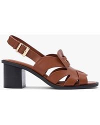 Tommy Hilfiger - Leather Crest Block Heel Sandals - Lyst