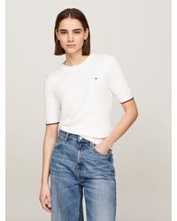 Tommy Hilfiger - Cable Knit Short Sleeve Jumper - Lyst