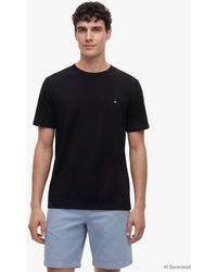 Tommy Hilfiger - Flag Embroidery Textured Crew Neck T-Shirt - Lyst