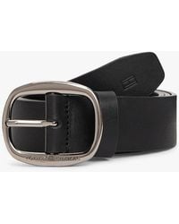 Tommy Hilfiger - Oval Buckle Debossed Leather Belt - Lyst