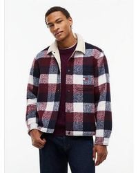 Tommy Hilfiger - Tommy Jeans Brushed Flannel Teddy Collar Oversized Shacket - Lyst