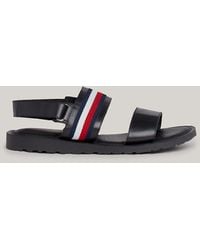 Tommy Hilfiger - Signature Double Strap Leather Sandals - Lyst