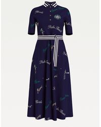 Tommy Hilfiger Midi-jurk Met Country Club-print - Blauw