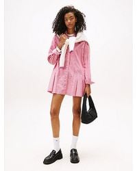 Tommy Hilfiger - Relaxed Midi-Overhemdjurk Met Geborduurd Logo - Lyst