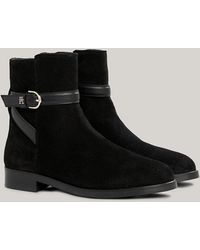 Tommy Hilfiger - Elevated Essential Suede Strap Ankle Boots - Lyst