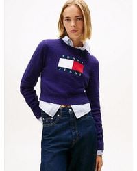 Tommy Hilfiger - Slim Fit Trui Met Tommy-Vlag En Pailletten - Lyst