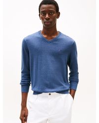 Tommy Hilfiger - Pull À Col En V Et Drapeau Brodé - Lyst