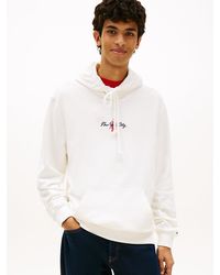 Tommy Hilfiger - Signature Back Logo Terry Drawstring Hoody - Lyst