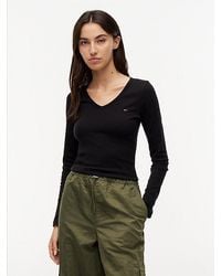 Tommy Hilfiger - Tommy Jeans Slim V Neck Long Sleeve T-Shirt - Lyst