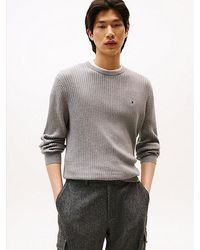 Tommy Hilfiger - Ribgebreide Trui Met Ronde Hals En Kasjmier - Lyst