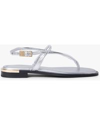 Tommy Hilfiger - Metallic Leather Toe Post Flat Sandals - Lyst