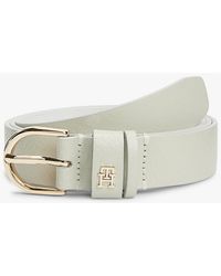 Tommy Hilfiger - Essential Th Monogram Plaque Leather Belt - Lyst