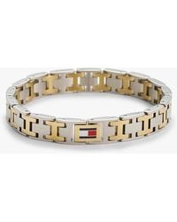 Tommy Hilfiger - Plated Two-Tone Flag Chain-Link Bracelet - Lyst