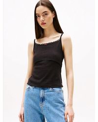 Tommy Hilfiger - Pointelle-Top Mit Schmalen Spaghetti-Trägern - Lyst