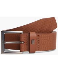 Tommy Hilfiger - Flag Print Square Buckle Leather Belt - Lyst