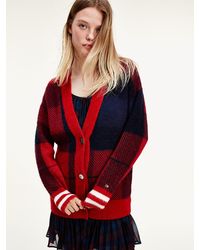 tommy icons metallic stripe cardigan