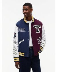 Tommy Hilfiger - Tommy Jeans Wool Blend Letterman Varsity Jacket - Lyst