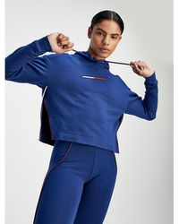 Tommy Hilfiger Cropped Hoodie Met Verborgen Zak - Blauw