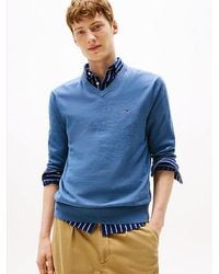 Tommy Hilfiger - Trui Met V-Hals En Geborduurde Vlag - Lyst