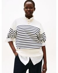 Tommy Hilfiger - Pull Curve Rayé À Boutons Dorés - Lyst