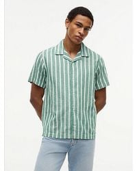 Tommy Hilfiger - Linen Blend Textured Stripe Short Sleeve Shirt - Lyst