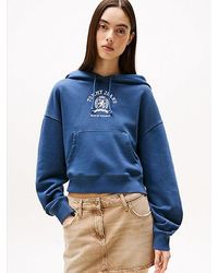Tommy Hilfiger - Boxy Cropped Fit Hoodie Mit Wappen-Logo - Lyst