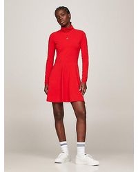 Tommy Hilfiger - Knielange Fit And Flare Jurk - Lyst
