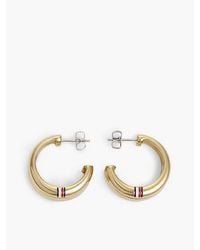Tommy Hilfiger - Plated Stainless Steel Logo Stud Earrings - Lyst