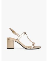 Tommy Hilfiger - Metallic Leren Sandaal Met Blokhak - Lyst