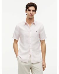 Tommy Hilfiger - Regular Linen Blend Bengal Stripe Short Sleeve Shirt - Lyst