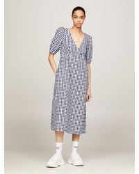 Tommy Hilfiger - Gingham Midi Fit And Flare Dress - Lyst