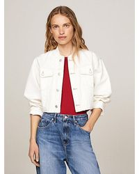 Tommy Hilfiger - Cazadora Bomber Vaquera De Corte Cropped - Lyst