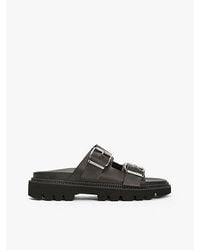 Tommy Hilfiger - Leren Sandaal Met Dubbele Band En Profielzool - Lyst