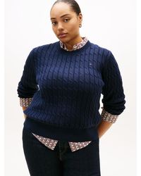 Tommy Hilfiger - Curve Cable Knit Crew Neck Jumper - Lyst