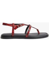 Tommy Hilfiger - Leather Strap Snake Print Toe Post Sandals - Lyst