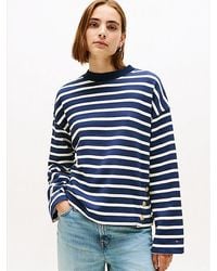 Tommy Hilfiger - Sudadera De Rayas Con Botones En Tono Dorado - Lyst