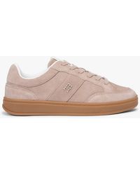 Tommy Hilfiger - Th Monogram Suede Court Trainers - Lyst