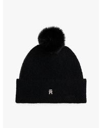 Tommy Hilfiger - Chic Pom Pom Beanie With Wool - Lyst