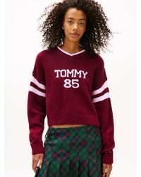Tommy Hilfiger - Intarsia Logo V-Neck Relaxed Jumper - Lyst