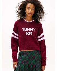 Tommy Hilfiger - Pull Décontracté À Col En V Et Logo Intarsia - Lyst