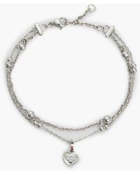 Tommy Hilfiger - Stainless Steel Heart Charm Layered Bracelet - Lyst