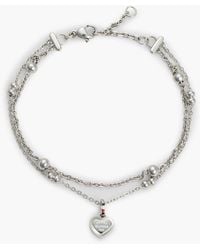 Tommy Hilfiger - Stainless Steel Heart Charm Layered Bracelet - Lyst