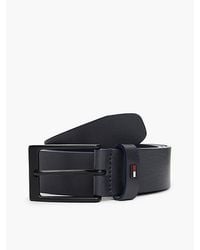 Tommy Hilfiger - Enamel Flag Rectangular Buckle Leather Belt - Lyst
