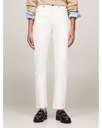 Tommy Hilfiger - Classics High Rise Fitted Straight White Ankle Jeans - Lyst