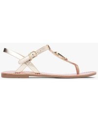 Tommy Hilfiger - Metallic Leather Toe Post Flat Sandals - Lyst