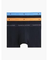 Tommy Hilfiger - 3 Pack Signature Logo Contrast Waistband Trunks - Lyst