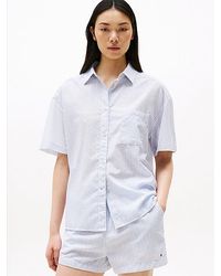 Tommy Hilfiger - Strukturierte Kurzarm-Bluse Aus Seersucker - Lyst
