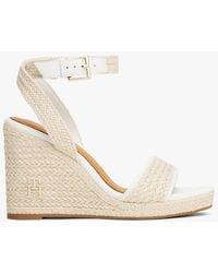 Tommy Hilfiger - Linen Th Monogram Rope High Wedge Sandals - Lyst