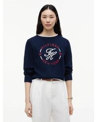 Tommy Hilfiger - Logo Embroidery Relaxed Crew Neck Jumper - Lyst