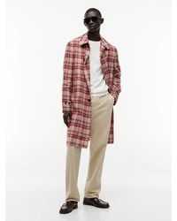 Tommy Hilfiger - Madras Check Regular Fit Linen Blend Trench Coat - Lyst